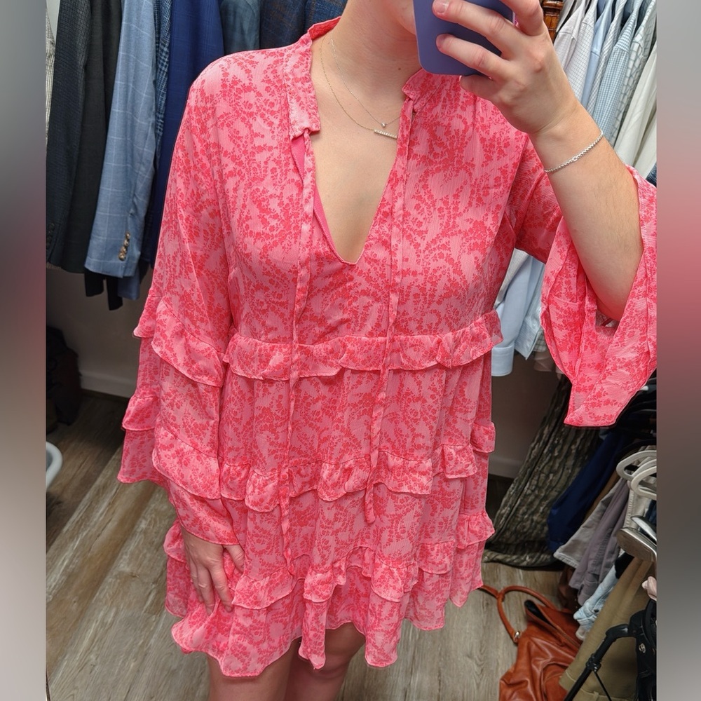 Karlie‎ Pink Ruffle Tiered Dress Size Medium